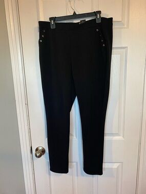 IB Diffusion Black High Waisted Pants Gold Button Accents 1X